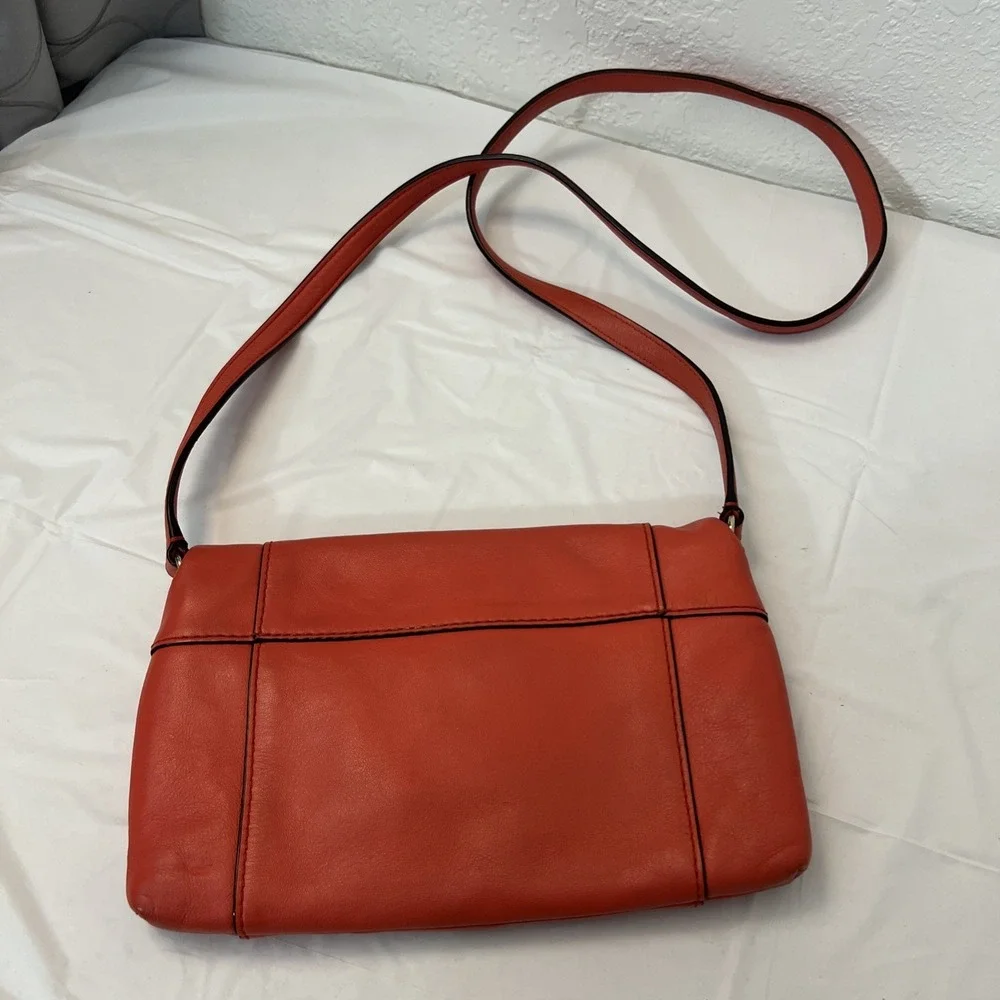 Kate Spade Fremont Place JULIAN Red Coral Leather Purse Crossbody Bag 10 X 6‎